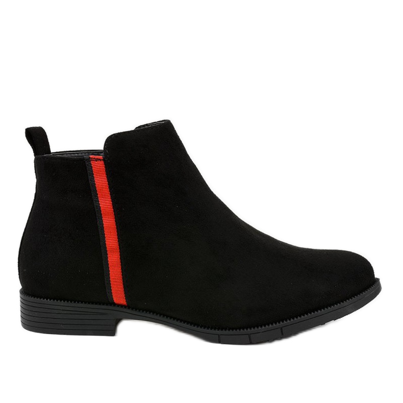 Black flat women's boots with fur C08