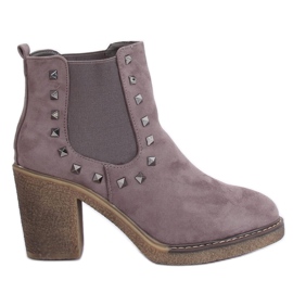 Gray Wide-heeled gray boots H8-85 Gray grey Gray Wide-heeled gray boots H8-85 Gray grey