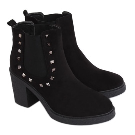 Black boots with wide heels H8-85 Black