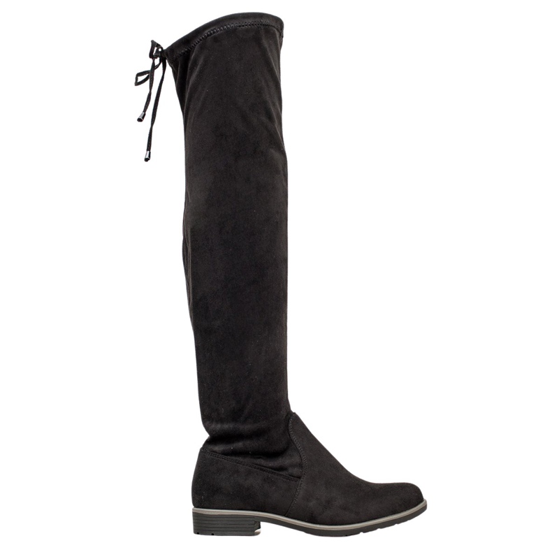 J. Star Suede thigh-high boots with a binding black
