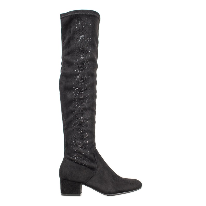 SHELOVET Classic Boots With Crystals black