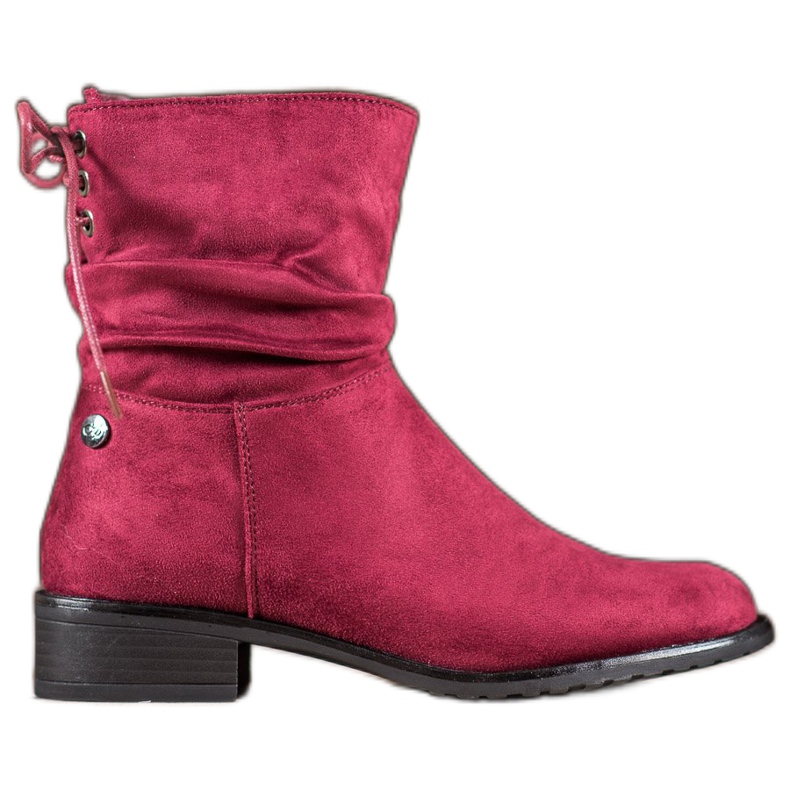 Flyfor Suede boots on a flat heel red