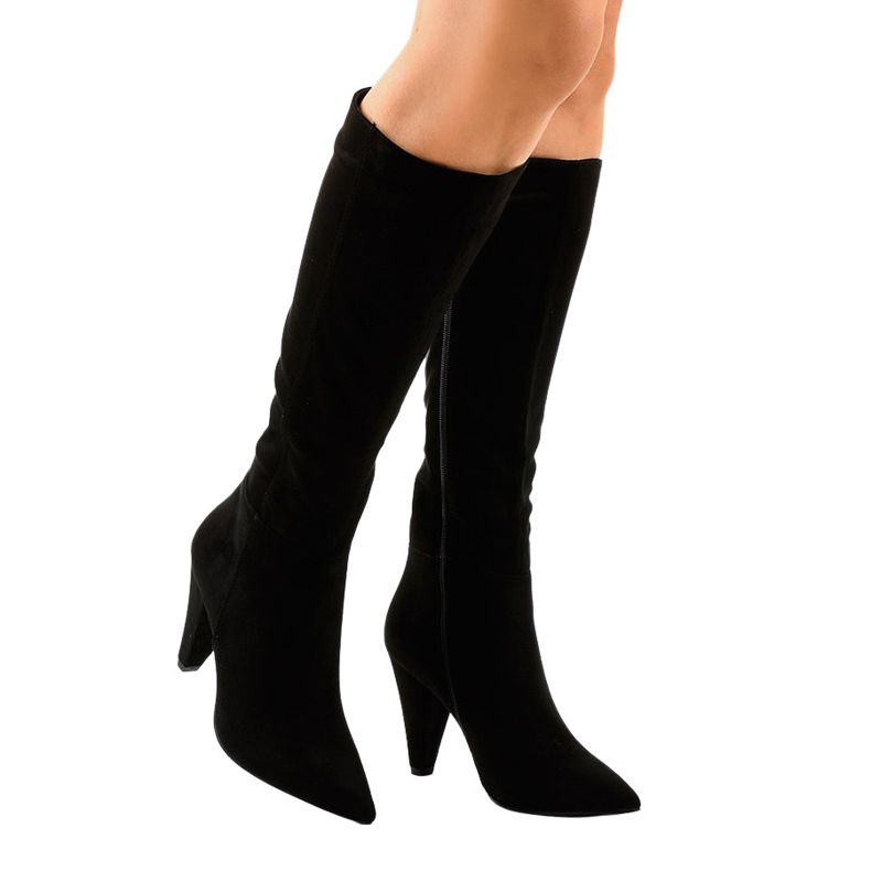 Black suede women's boots on the 8677 post