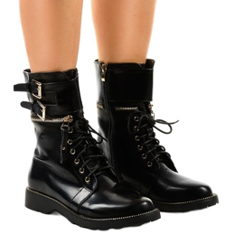 Black military boots with a ZH35 zipper