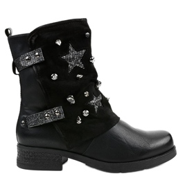 Black flat star boots 8085 Black flat star boots 8085