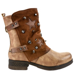 Brown flat star boots 8085