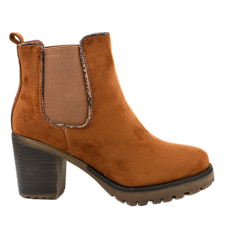 Brown ankle boots with an elastic M10-7