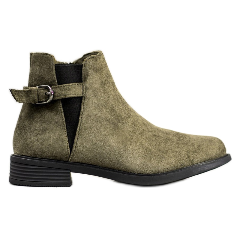 Ideal Shoes Suede Booties green
