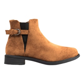 Ideal Shoes Suede Booties brown