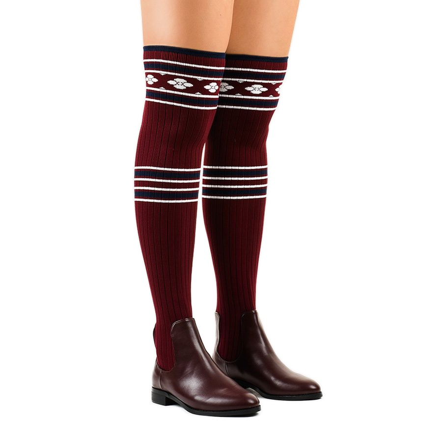 maroon thigh high boots
