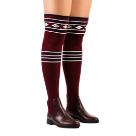 Over-knee boots burgundy sock 29-7 red