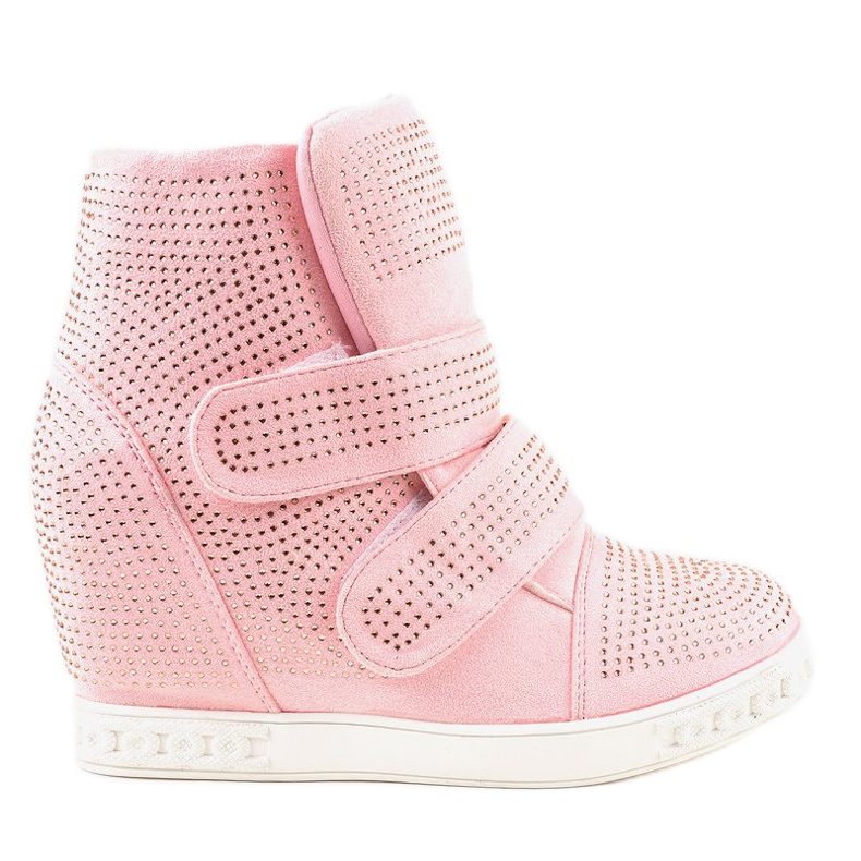 Pink wedge sneakers with studs KLS-112-4