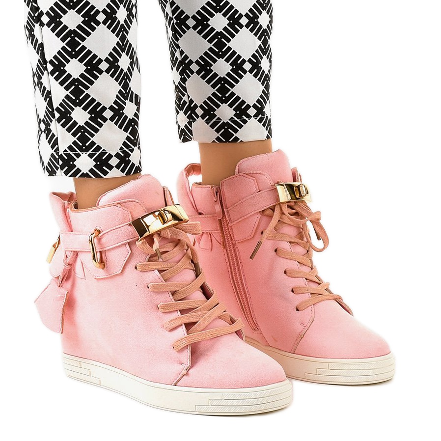 Pink wedge best sale trainers