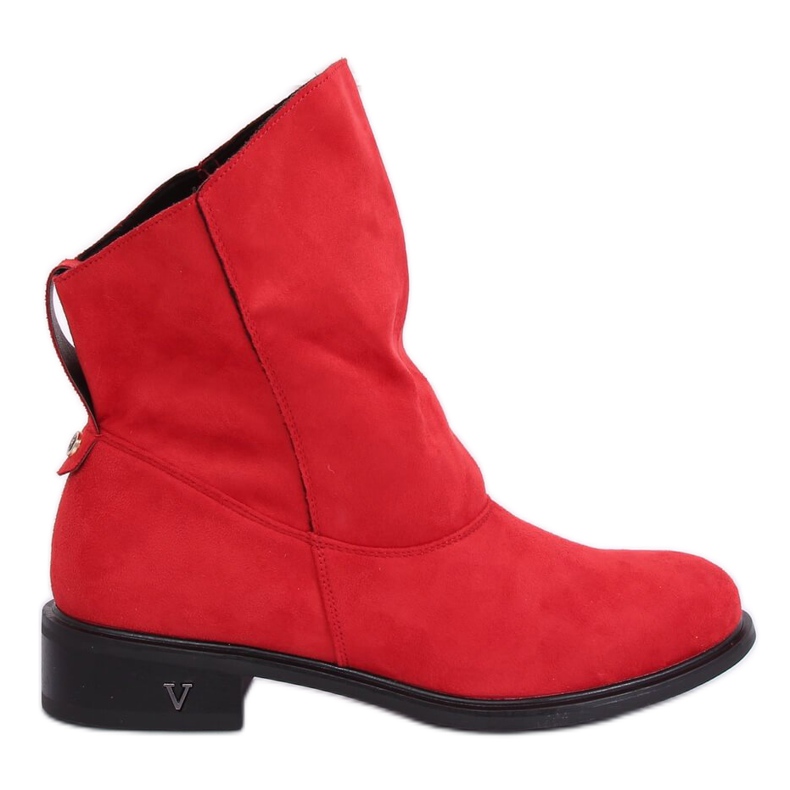 Boots with a wrinkled uppers red 6672 Red