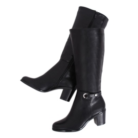 Classic black high heels boots BM-9090 Black
