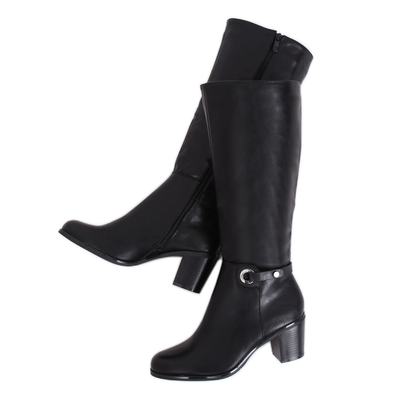 Classic black high heels boots BM-9090 Black