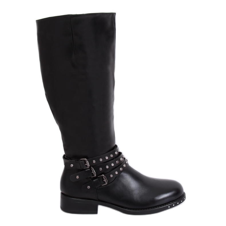 Black Riding boots with studs black Y208 Black II Quality