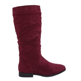 Flat boots, burgundy M629 Wine red Flat boots, burgundy M629 Wine red