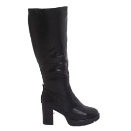 Black insulated high heels boots Q600-04 Black