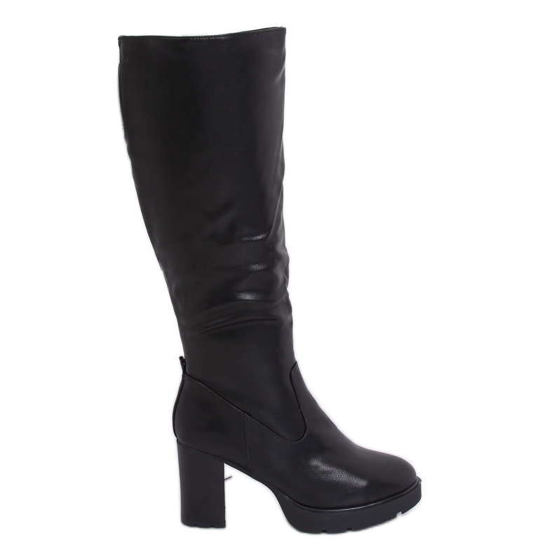 Black insulated high heels boots Q600-04 Black