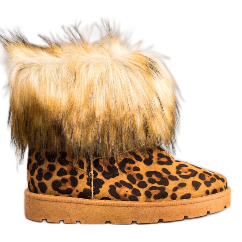 SHELOVET Mukluki With Fur Leopard Print brown multicolored