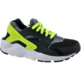 Nike Huarache Run Gs W 654275 017 shoes black yellow KeeShoes