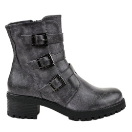 Navy blue high insulated boots decorated 2012 grey