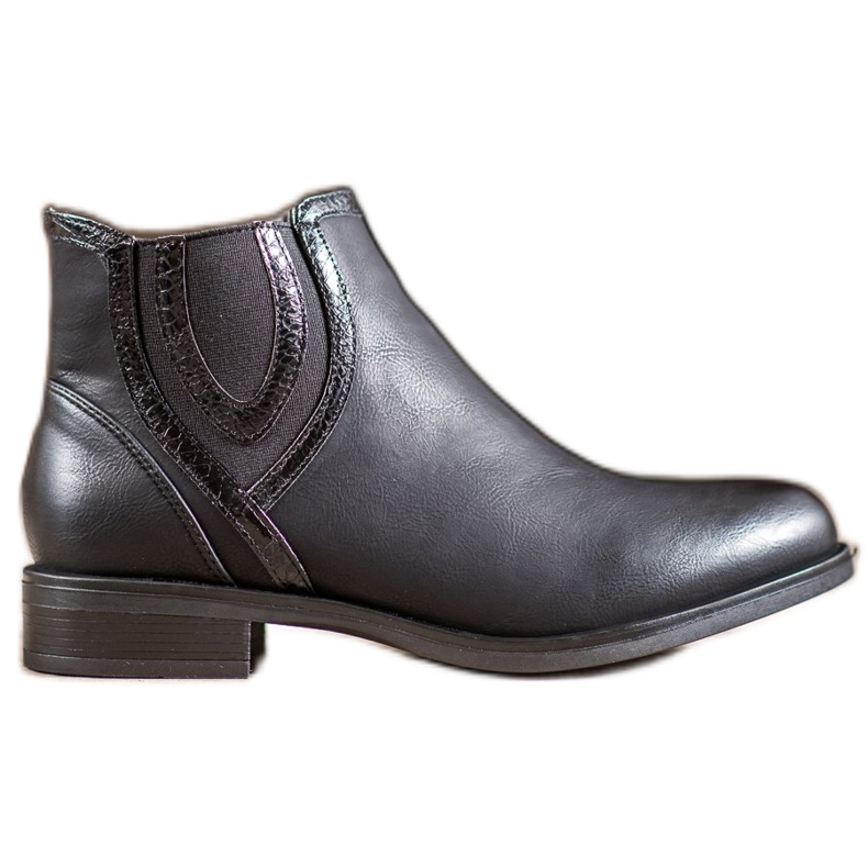 Small Swan Black Eco Leather Booties