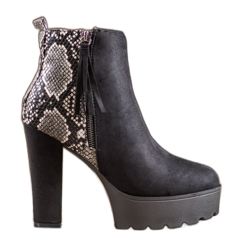 Weide Snake Print Platform Boots black