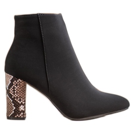 Weide Snake Print Suede Booties black Weide Snake Print Suede Booties black