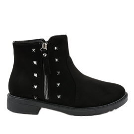 Women's black flat boots with fur CH-26