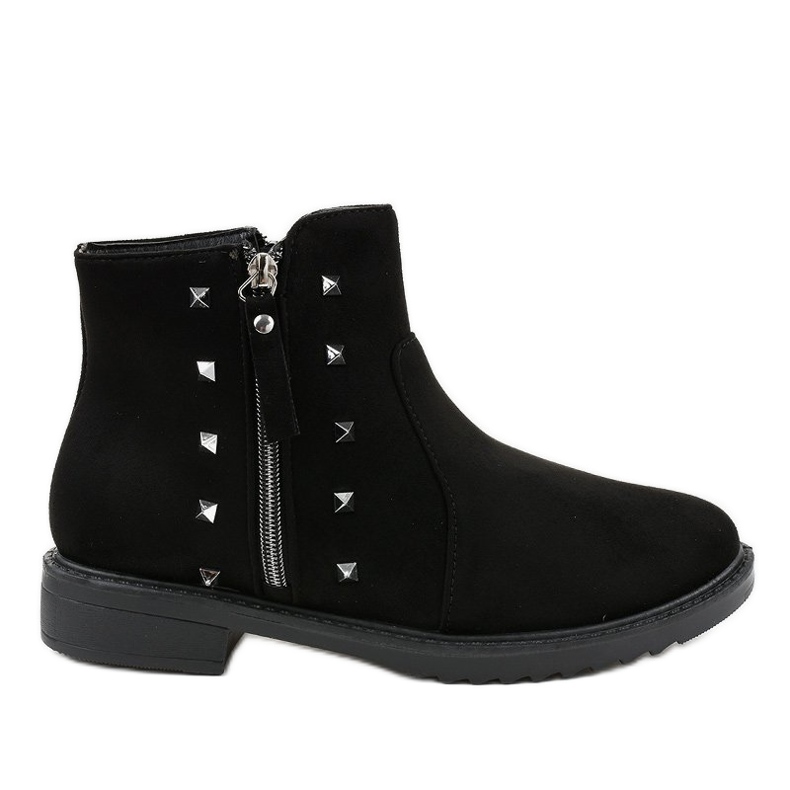 Women's black flat boots with fur CH-26