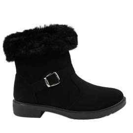 Black flat insulated boots H-28