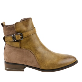 Khaki flat-heel boots with a 3332 buckle
