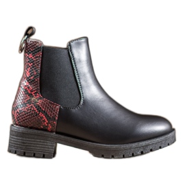 Erino High Chelsea Boots Snake Print black red