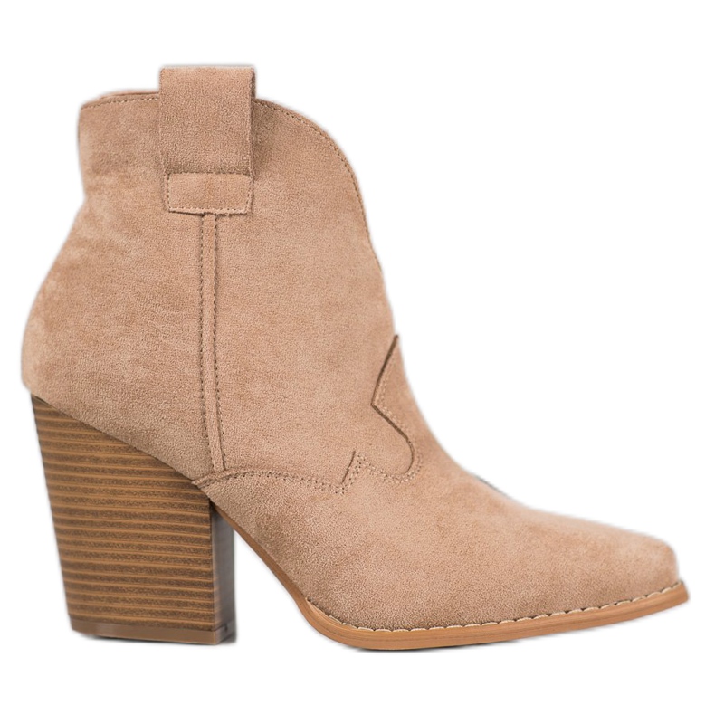 Bella Paris Suede Cowboy Boots On The Pillar beige