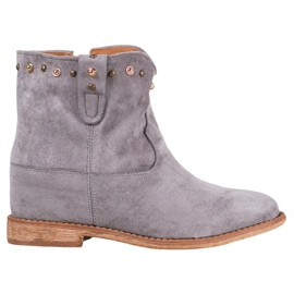 Bella Paris Suede cowboy boots with jets grey