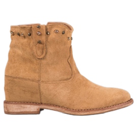 Bella Paris Suede cowboy boots with jets brown