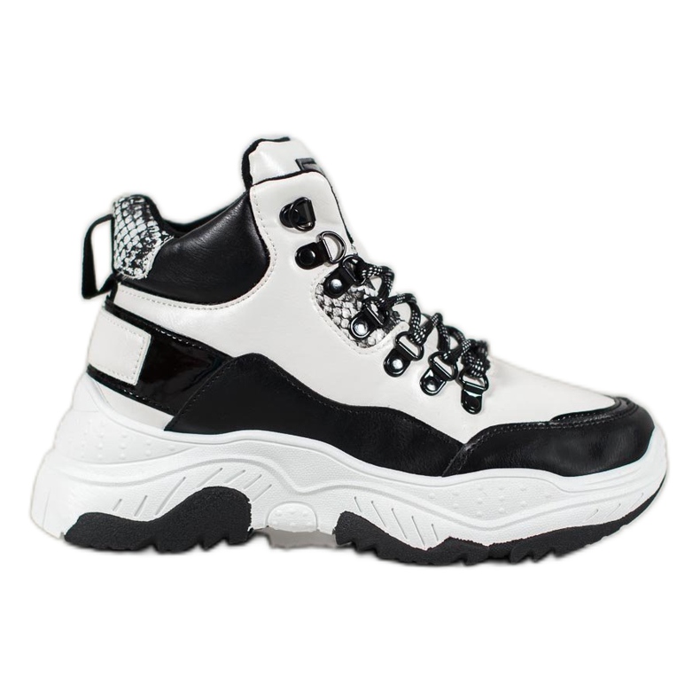 Bella Paris Fashion Lace-up Sneakers white black