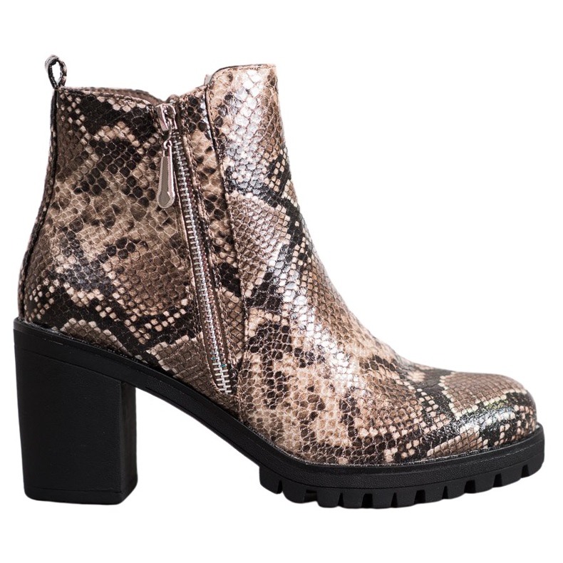 Seastar Snake Print Platform Boots brown multicolored