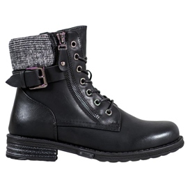 J. Star Lace-up boots with eco leather black