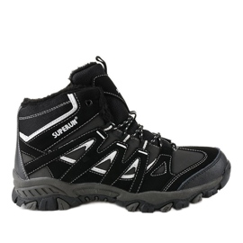 Black solid, insulated men's hiking boots 6282 grey