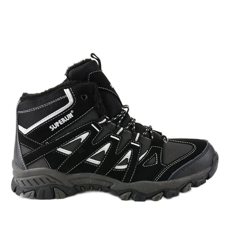 Black solid, insulated men's hiking boots 6282 grey