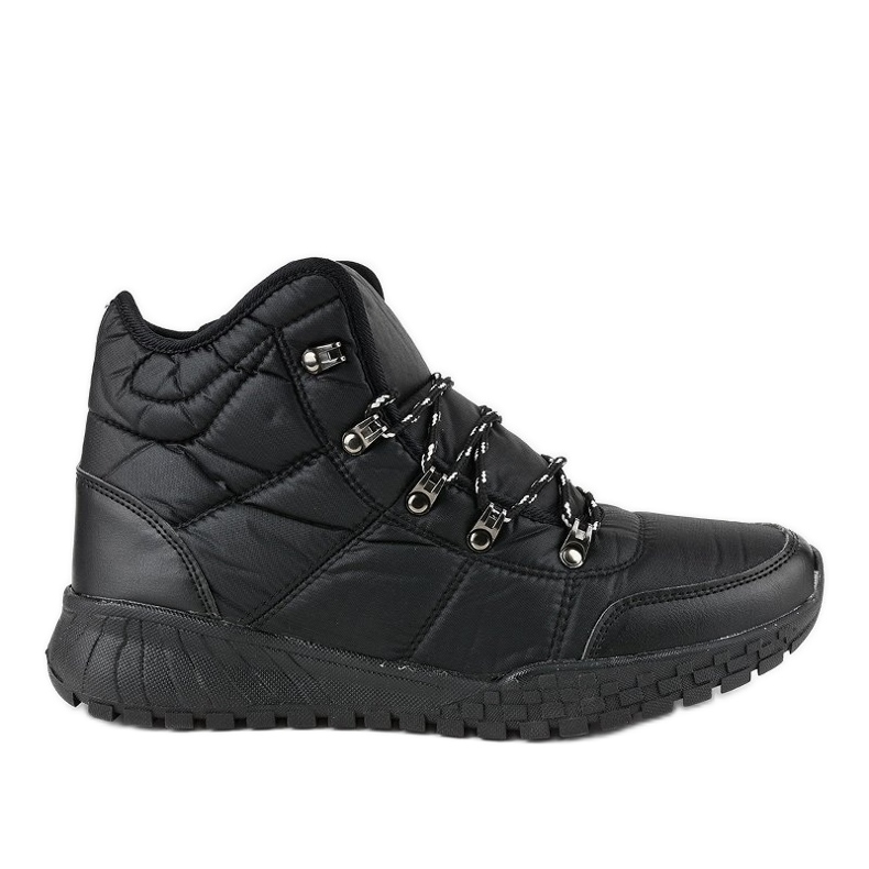 Black, insulated lace-up boots F118-1