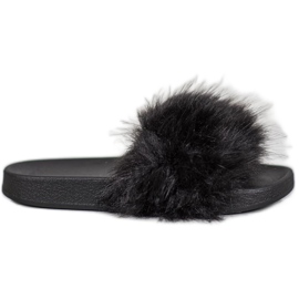 SHELOVET Rubber Slippers With Fur black