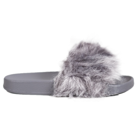 SHELOVET Rubber Slippers With Fur grey