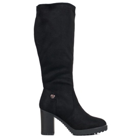 SHELOVET Suede Platform Boots black