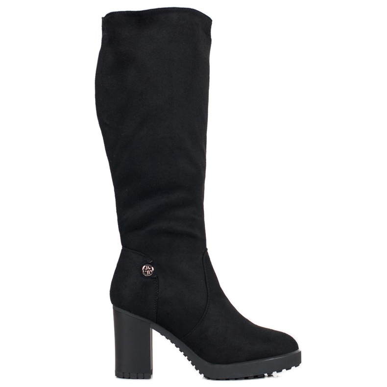 SHELOVET Suede Platform Boots black