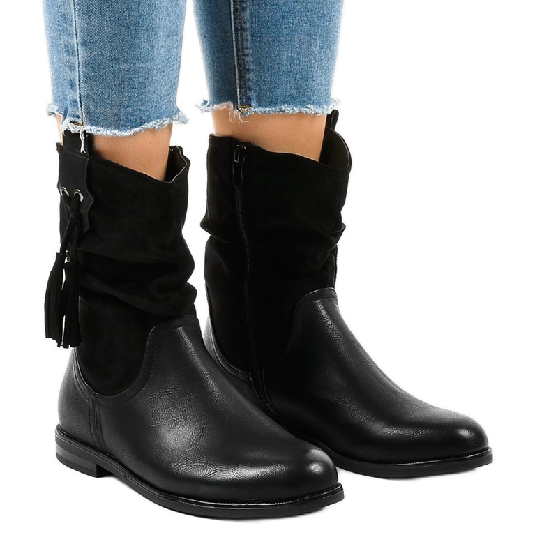 Black flat women's insulated boots 2956