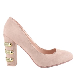 Beige suede high heels DD59P